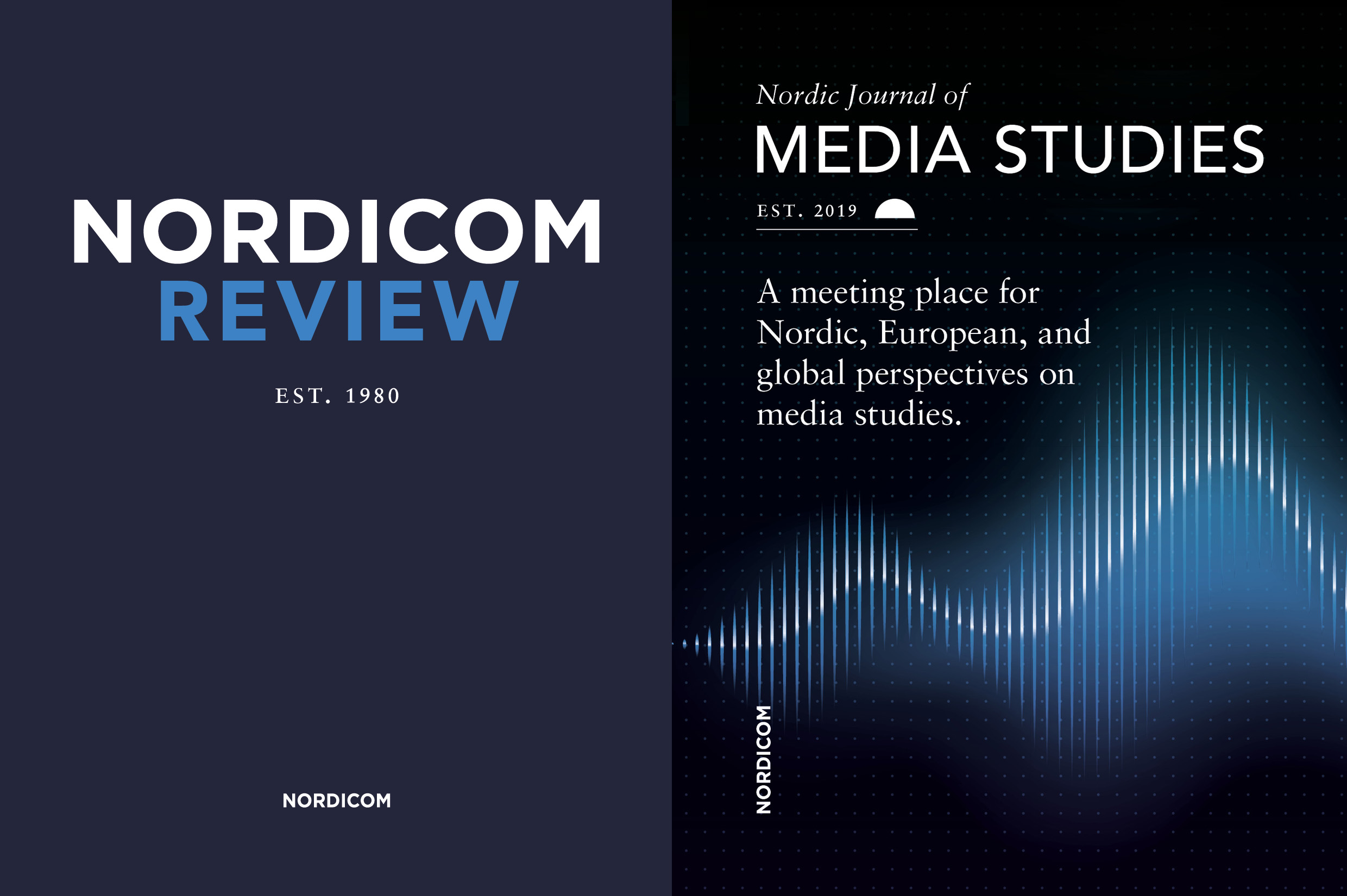 Omslagen till Nordicoms två tidskrifter: Nordicom Review och Nordic Journal of Media Studies.