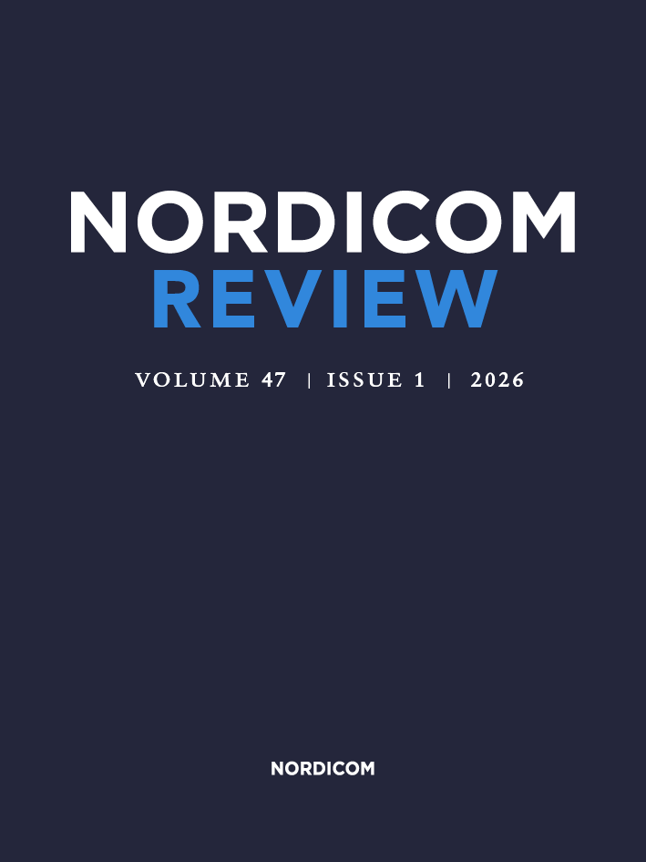 Mörkblå bakgrund, vit och blå titel