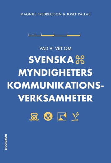 Blått omslag med titel i vitt och myndigheters logotyper i gult