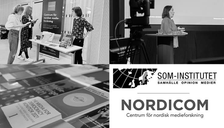 Staff members, publications and the logo of Nordicom and the SOM institute
