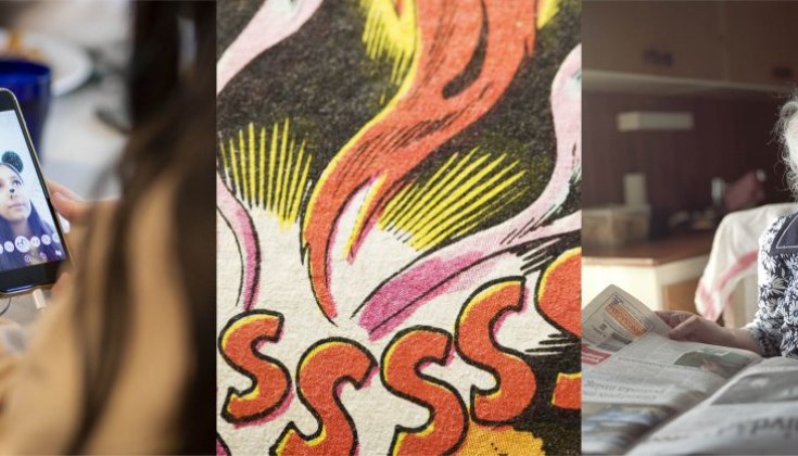 Bilder av olika personer som använder medier